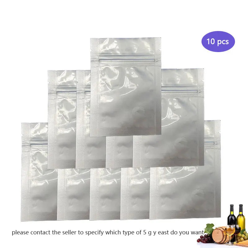 Aluminum Foil Yeast Sachets 10pcs, 5g Wine Yeast Packaging Bags