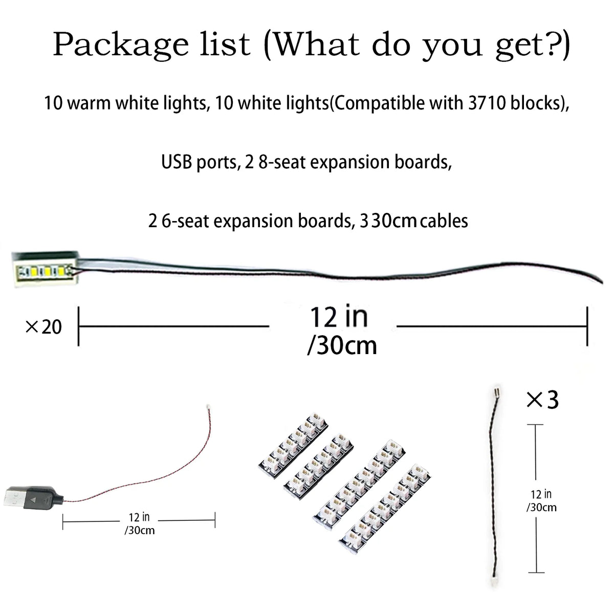 LYBMTWF 20pcs 1×4 LED DIY Lighting kit, LED Light Brick, Compatible with Lego Building Block 3710
