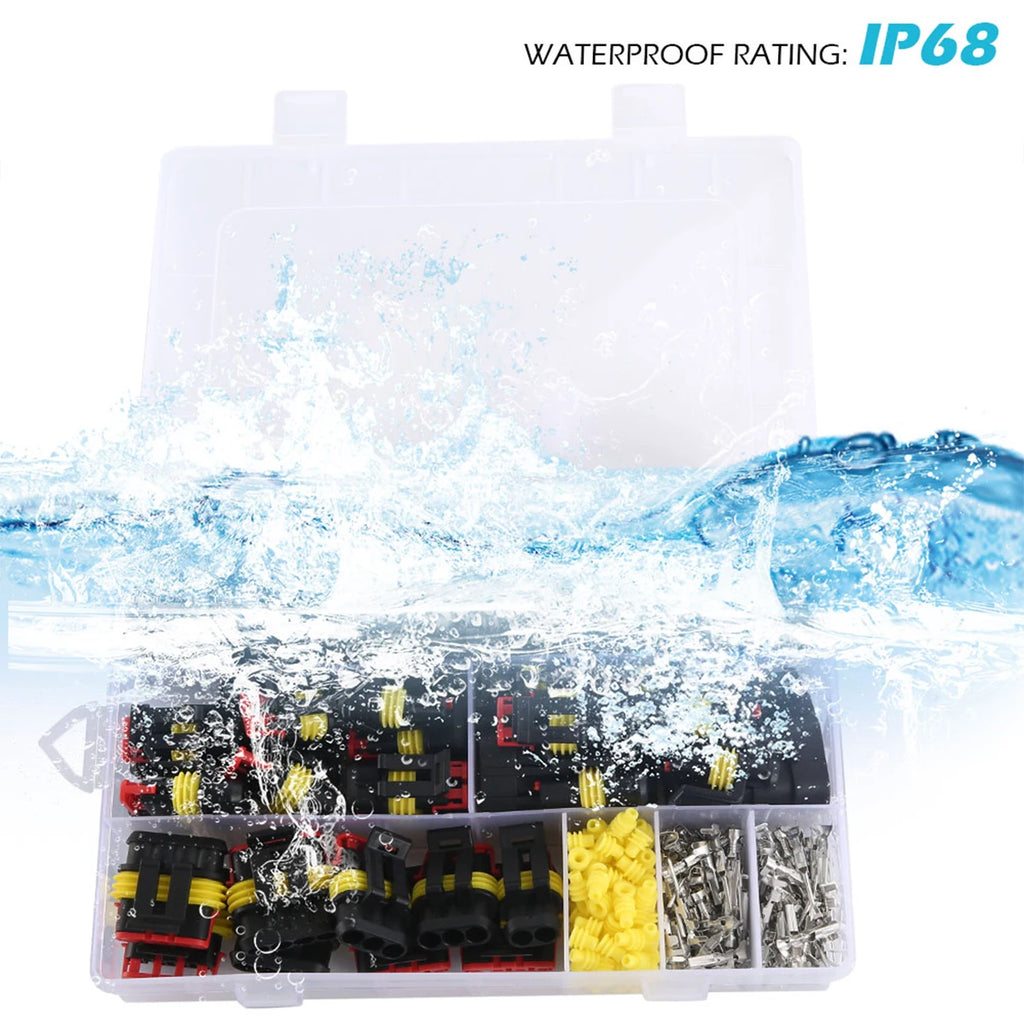 352pcs Waterproof Connectors For Car Motorcycle Yacht Electrical Wire Connector Kit 1/2/3/4 Pin Terminals Harness Plug Connector