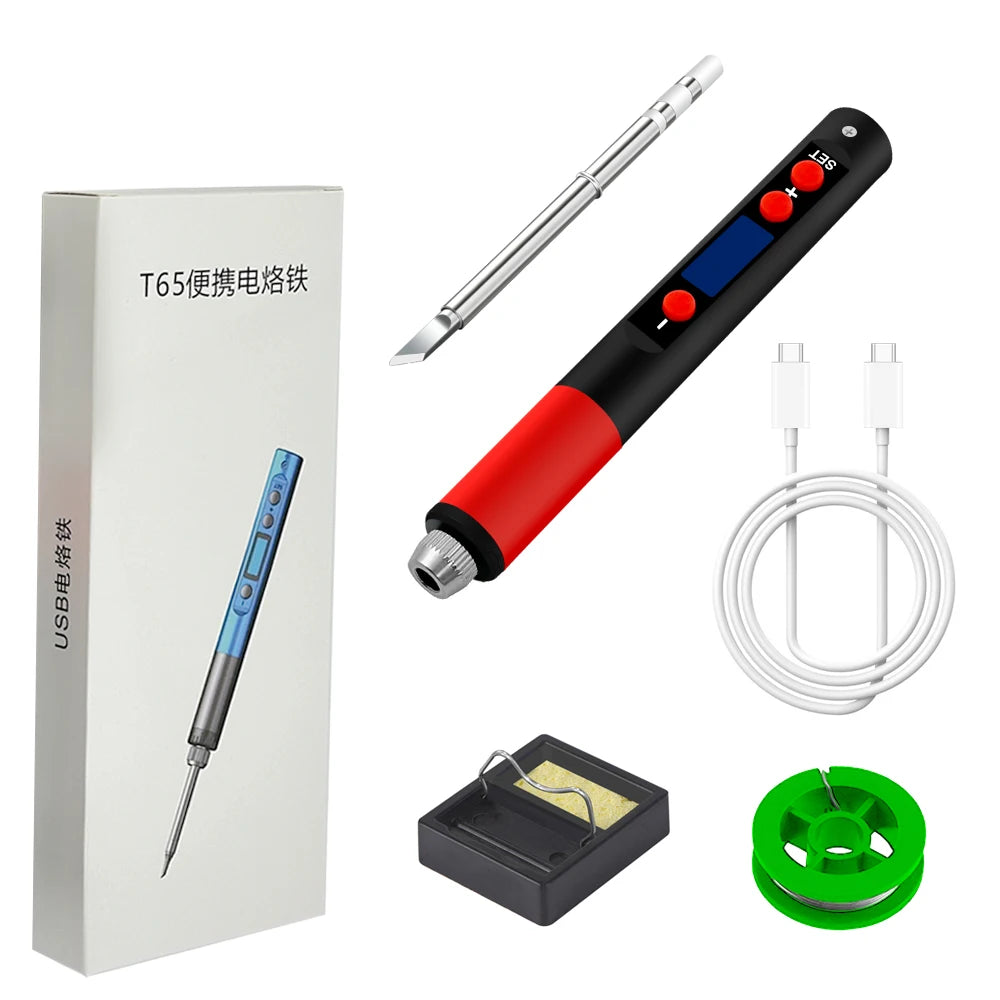 T12 series T65 Digital Electric USB Soldering Iron Kit Set Mini Smart Adjustable Temperature welding tool 180-500℃