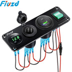 12V Cigarette Lighter Socket 4 in 1 Waterproof Car Dual QC3.0 USB Outlet Panel for RV Marine Boat Power Socket Charger Socket
