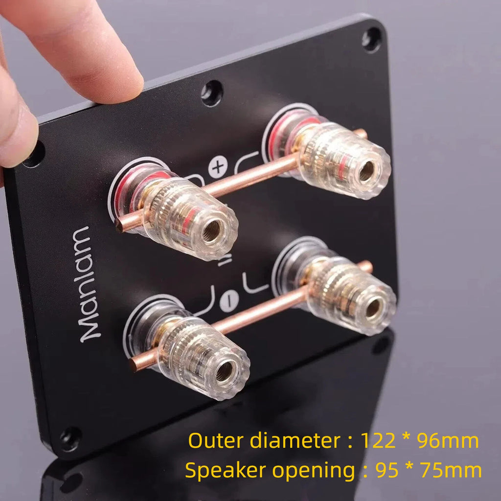 1PC GHXAMP 4-Way Speaker Terminal Cup, Pure Gold-Plated Copper, Bi-Wire Capable, 122x96mm