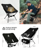 OneTigris Tigerblade Foldable Camping Chairs Lightweight Folding Chair Backpacking Moon Chairs for Travel Beach Fishing Relaxing