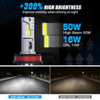BEVINSEE 2pcs H15 LED Bulbs High Beam + DRL Daytime Running Light Turbo Auto LED Lamp For BMW Audi Ford VW Benz Mazda 6000K 12V