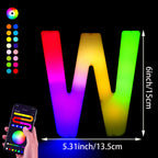 1PC Smart LED Letter Light - DIY RGB Marquee App Control Music Sync Indoor Sign Game Holiday Party Wedding Graduation Season A-Z