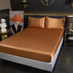 Satin Sheets Fitted Sheet Solid Color Rayon Mattress Cover Elastic Band Bed Sheet King 200x200 200x220 No Pillowcase Beddings