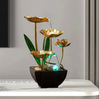 1pcs Lotus Pond Moonlight Water Fountain Circulating Water Ornament Luxury Desktop Decor for Office TV Cabinet Living Room