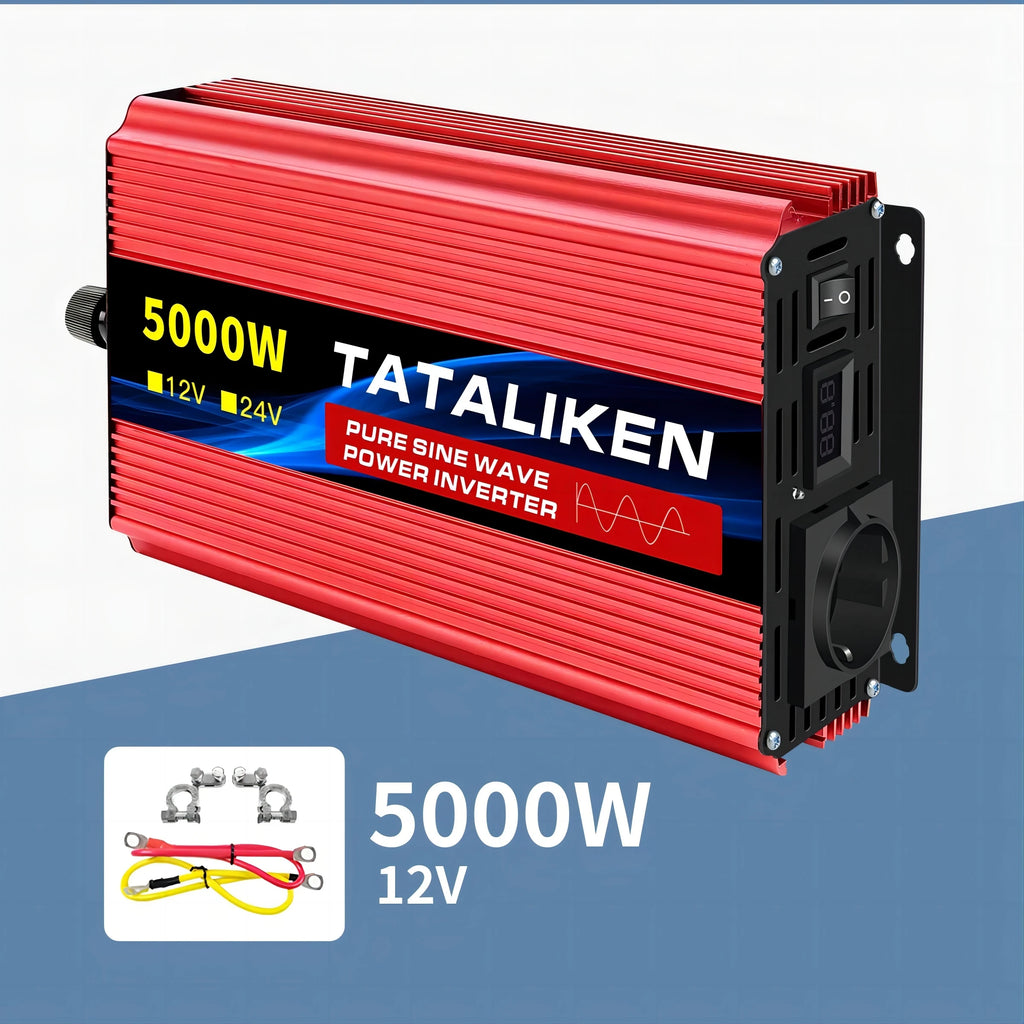 Inverter Pure Sine Wave  2500W/3500W/4500W/5000WDC 12V/24V to AC 220V 230V Voltage Transfer Converter Charging Adapter EU Socket