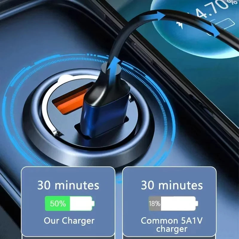 100W Car Charger USB Fast Charging For IPhone QC3.0 Mini PD USB Type C Charger Car Phone Charger For Samsung XiaoMi