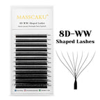 MASSCAKU W Shape Bloom Eyelash Extensions 0.07mm C/D Curl 8-15mm Mix Length 10 Case