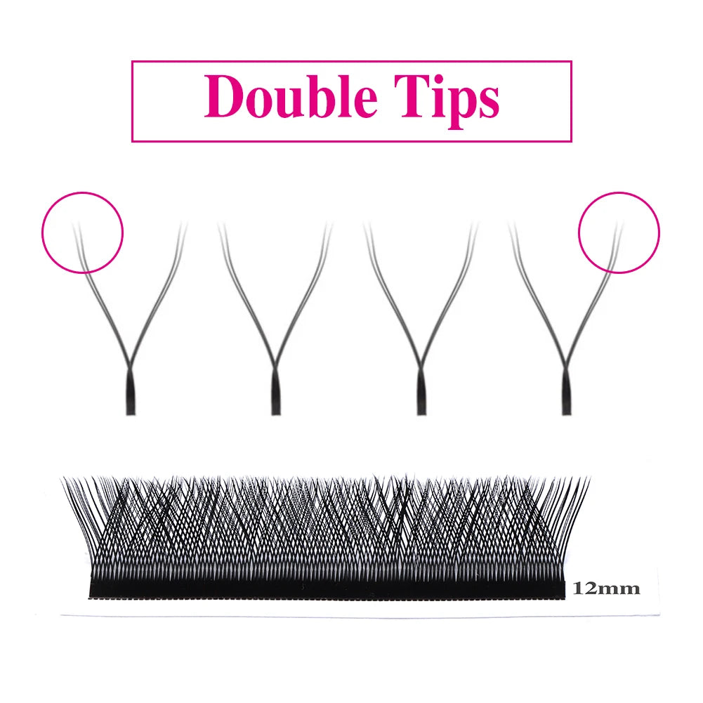 Fadvan YY Shape Premade Fan Eyelash Extensions 10 Cases Black 0.07mm C/D Curl 6-15mm