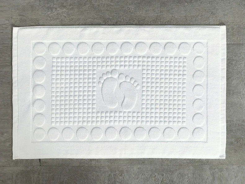 Cotton Bath Mat Anti-Slip 50x80cm 1pc, White or Blue, 350-380g