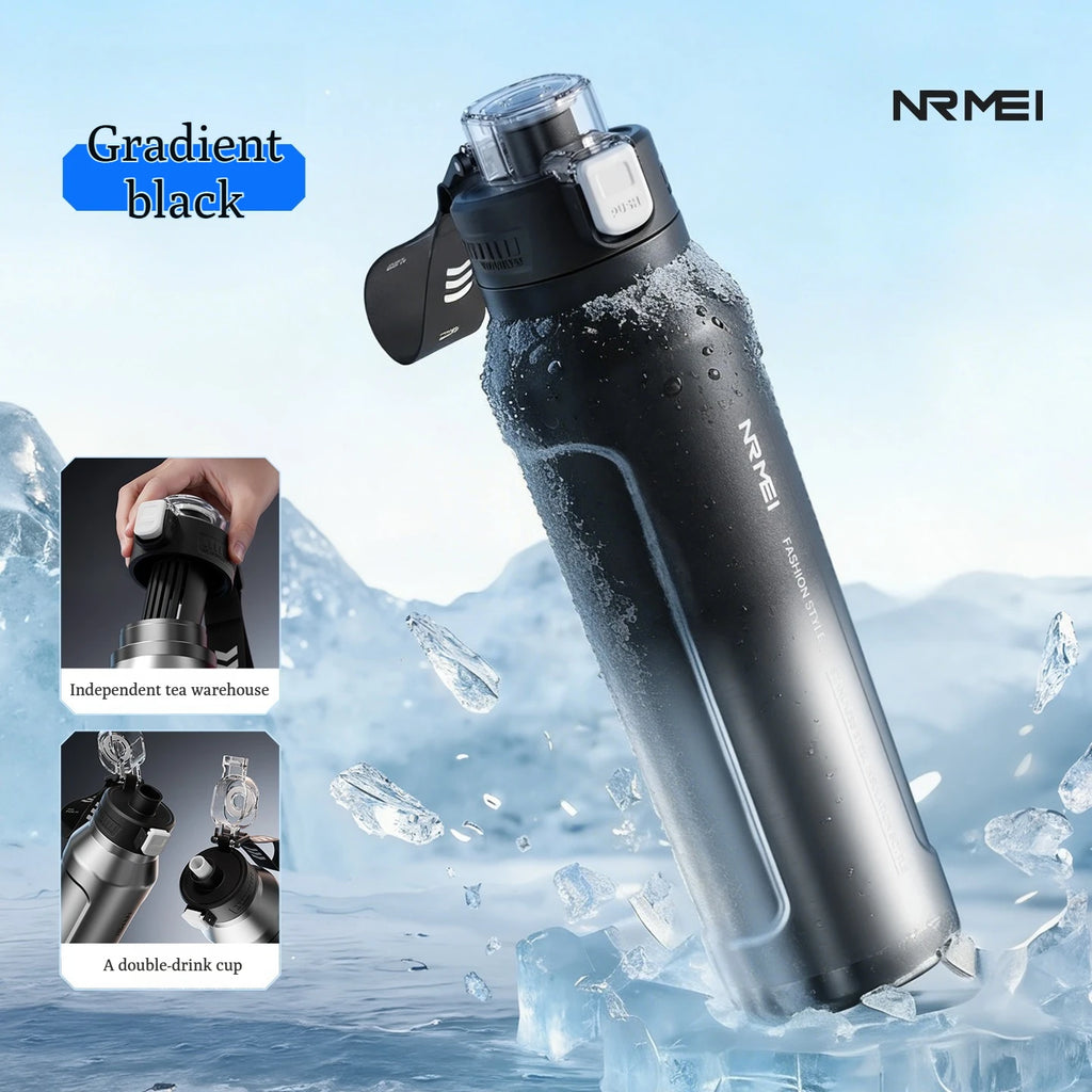 Stainless Steel Sports Water Bottle Thermal Tumble Jumping Large Capacity Cup Fitness Riding Vacuum Flask for Outdoor Activities