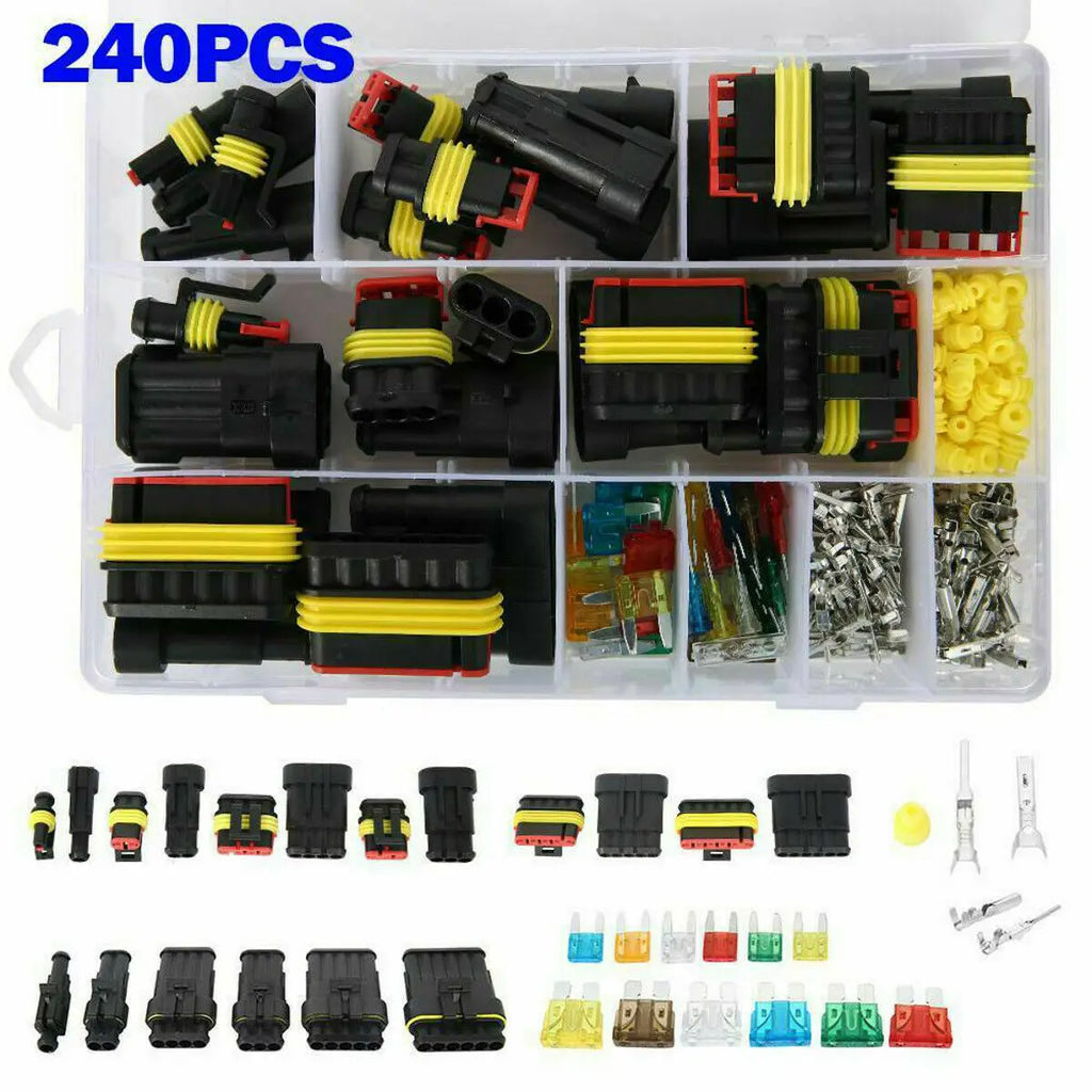 240/296/352/708pcs HID Waterproof Connectors 1/2/3/4 Pin Car Electrical Electri Wire Connector Plug Truck Harness