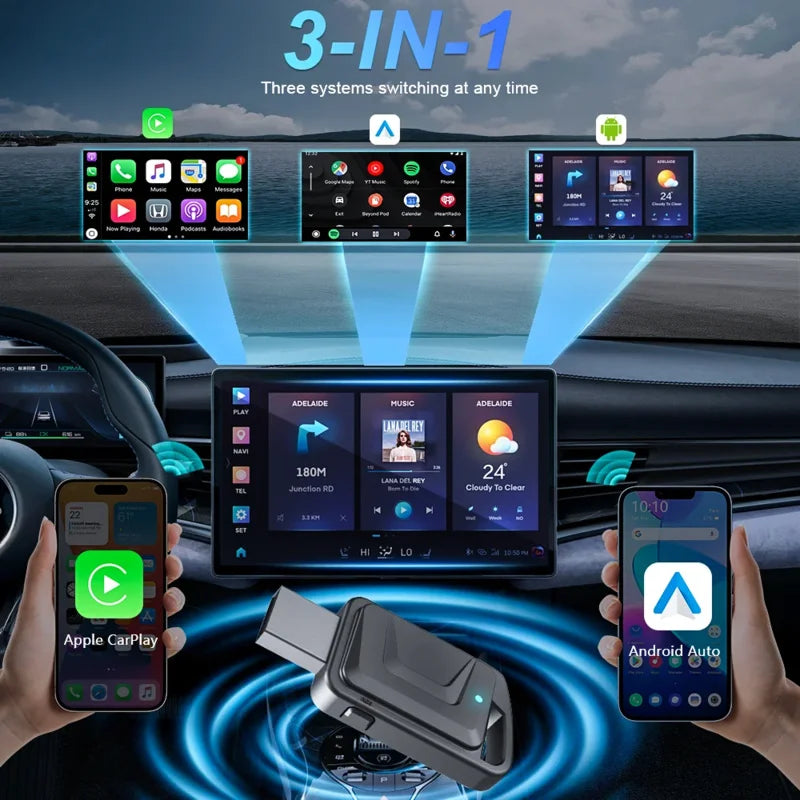 2 in1 Wired to Wireless CarPlay Android Auto Adapter for OEM Car Stereo With USB Dongle Smart Mini Box Plug and Play Bluetooth