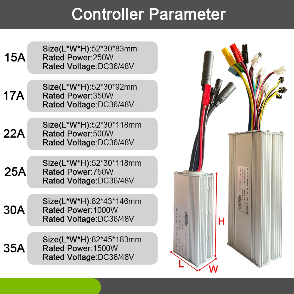 JN Ebike Controller 36V 48V 15A 17A 22A 25A 30A 35A Control System with 6 9 12 Mosfets for Electric Scooter Conversion Parts