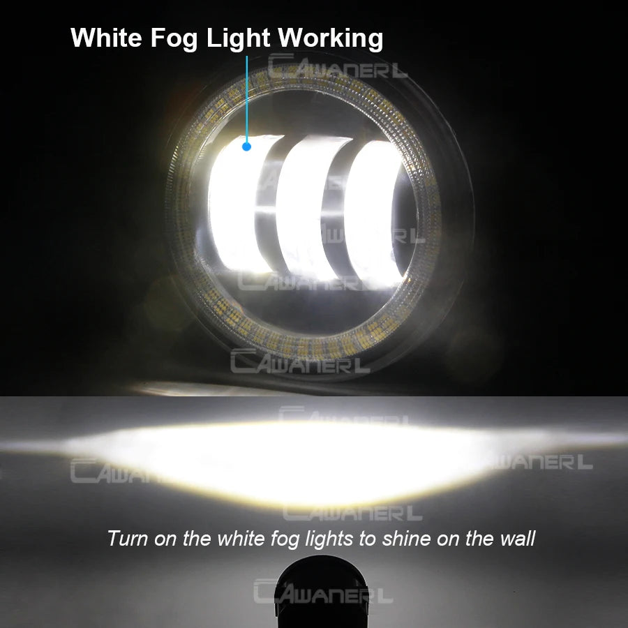 2 Pieces 90MM Round Angel Eye LED Fog Light For Suzuki Jimny 1998-2017 30W H11 Adjustable Car Front Fog Daytime Running Lamp DRL