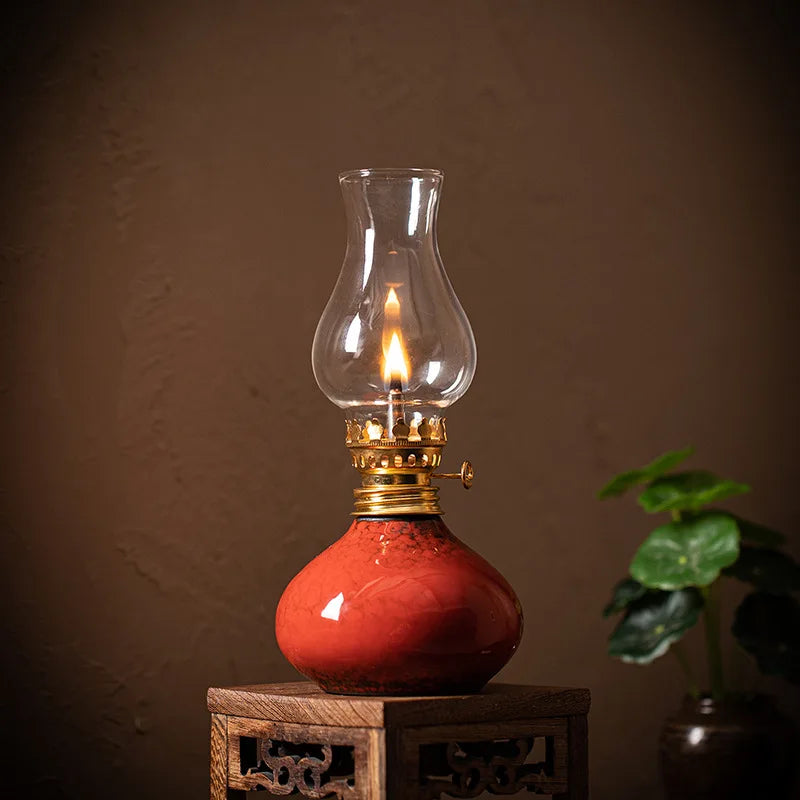 Traditional Ceramic Butter Oil Lamp - Aromatic Incense Burner and Ambient Night Light for Home Zen Decor