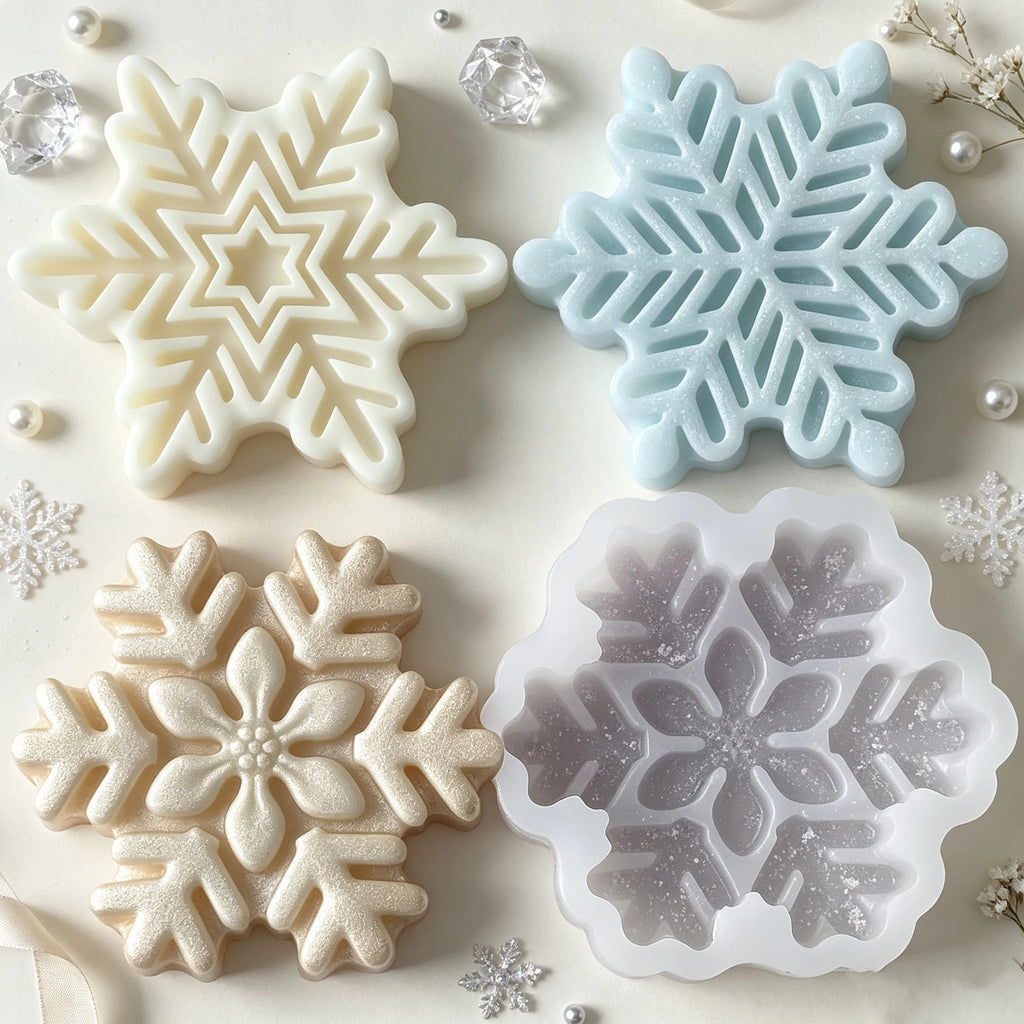 Snowflake Candle Silicone Mold DIY Christmas Soap Wax Melt Mold Aroma Stone Decor Handmade Craft Gift Home Decor Holiday Ornamen