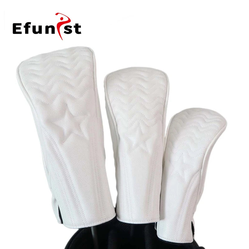 Golf Headcover Golf Wood Cover PU Leather Golf Club Covers For Driver Fairway Hybrid Waterproof Protector Set Golf Accessories