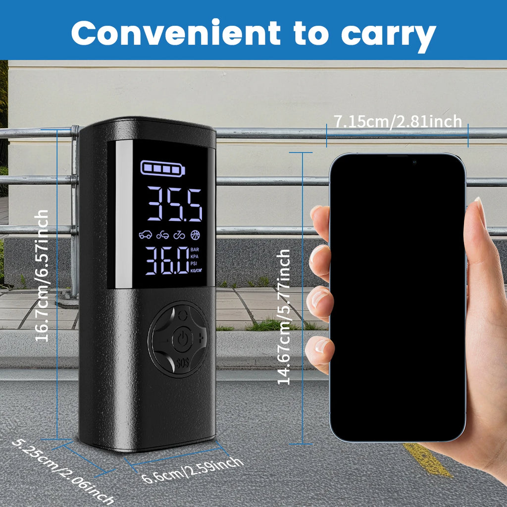 2025 New Multifunctional Cordless Air Pump Portable Air Compressor&Inflator,7-in-1 LED Display,Flashlight Inflatable Pump