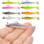 5Pcs/Lot T-tail Soft Fishing Bait Matched With Head Hooks Artificial Wobblers Swimbait Fishing Tackles For Bass Pike Pesca
