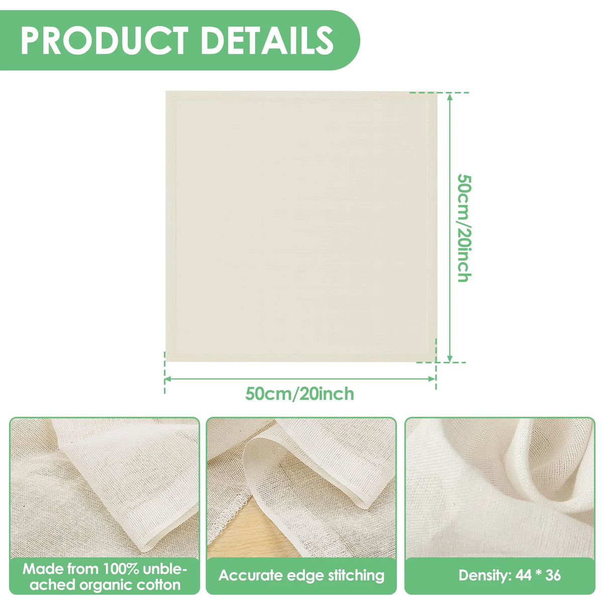 12/24 Pcs Cheese Cloths Natural Unbleached Cotton Cheesecloth 20 Inch Square Cheese Cloths Reusable Organic Cotton Cheesecloths