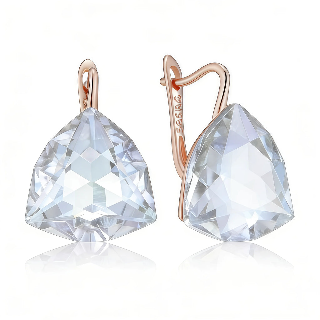 Wbmqda 22*17mm Shiny White Big Stone Drop Earrings For Women 585 Rose Gold Color Luxury Wedding Jewelry Accessories