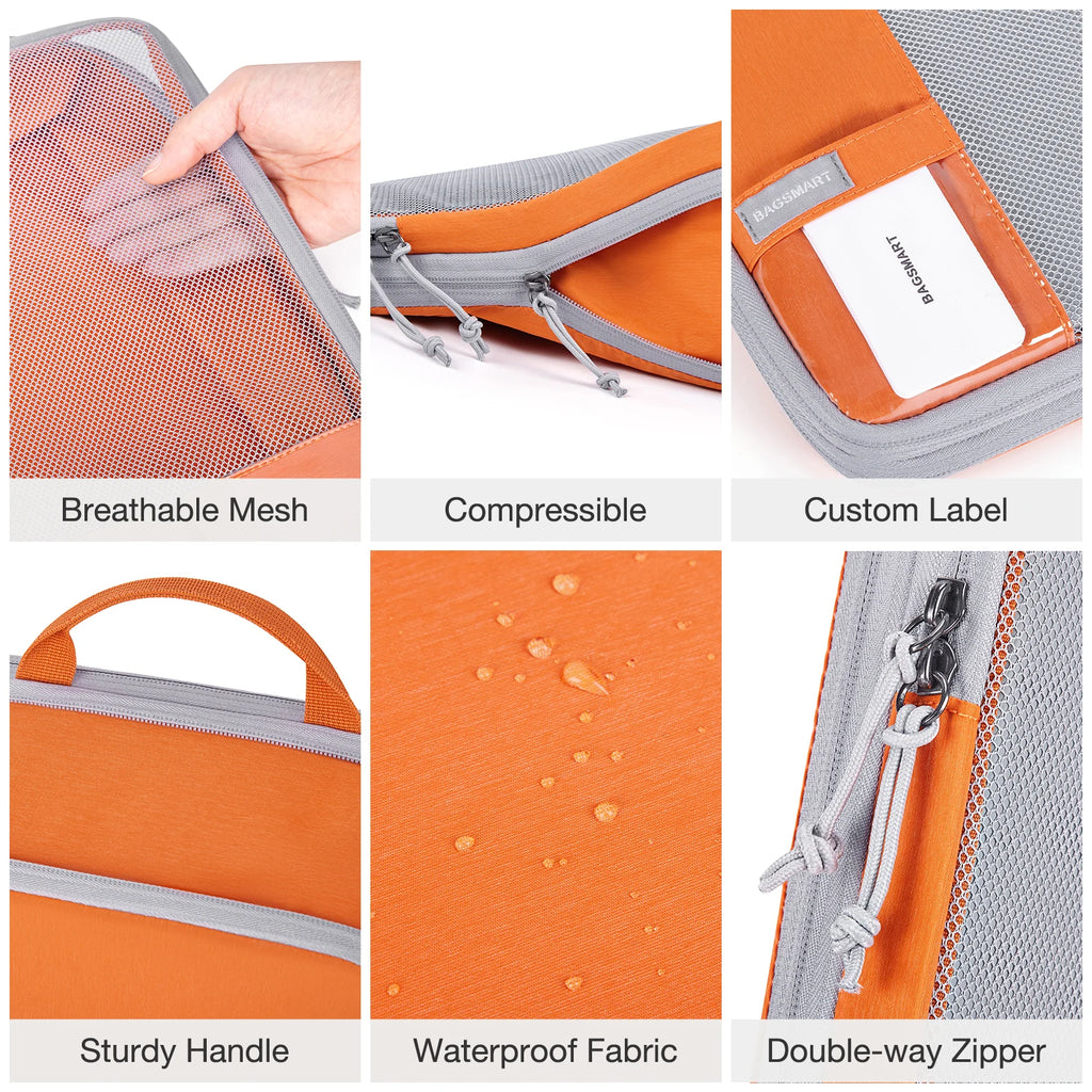 BAGSMART Packing Cubes Compression Storage Bag Travel Lightweight Suitcase Organizer Accessories  Luggage Organizer Travel Bag