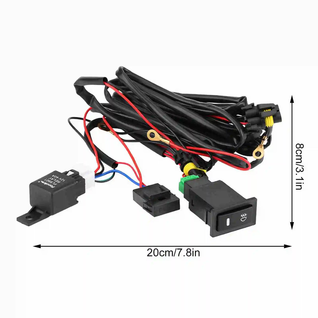 Fog Light Switch Wiring Kit LED Switch Wiring Relay 12V Universal Car LED Fog Light On/Off Switch Wiring Harness Fuse Relay Kit