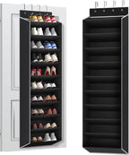 Over the Door Shoe Organizer Hanging Rack, 20 Pocket, Black/Grey/White, 1pc or 2pc