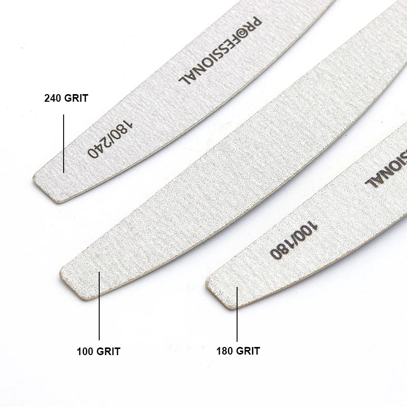 50/100Pcs Professional Wooden Nail Files 180/240 Buffer 100/180 Grey Boat Wood Sandpaper Block Gel Polisher Sanding Nail Files