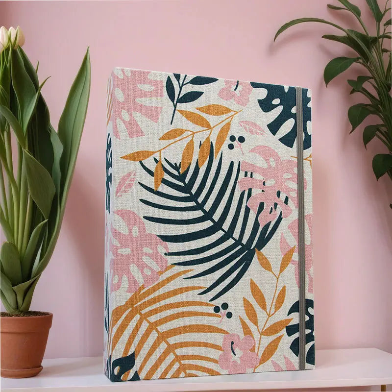 Linen Photo Album Book 200 Pockets 4x6 Inch, Printed Cover Styles, Beige/Green/Blue
