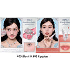 Makeup Gift Set Flowerknow Shell's Jewel Eyeshadow Blush Lip Glaze Setting Powder Correcting Primer For Women Full Kit