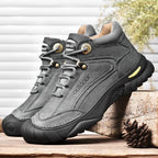 HIKEUP Men's Outdoor Hiking Shoes Cow Leather Winte Boot Waterproof Non-Slip Trekking Sneakers Durable Sports Protecting the toe