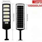 100000LM Solar Light Commercial LED Outdoor Dusk To Dawn Solar Street Light Road Area Lamp Waterproof Backyard Security Lighting