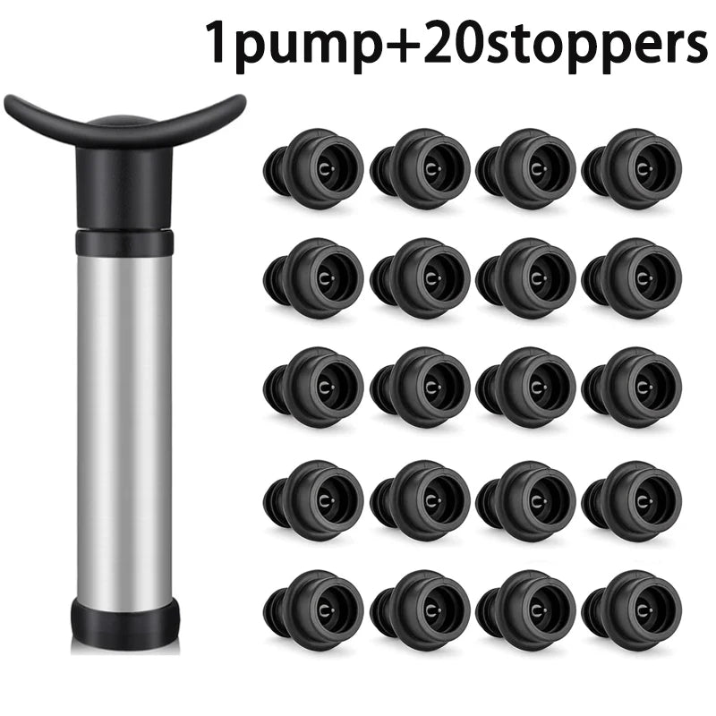 Wine Saver Vacuum Stoppers,Vacuum  Pump Preserver Wine Saver Reusable Bottle Sealer Keeps Wine Fresh, Set of 24, Black