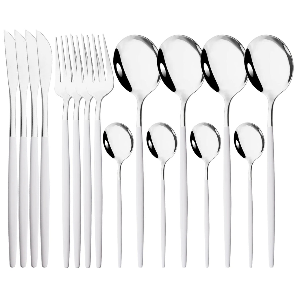 16pcs Pink Gold Dinnerware Tableware Set Mirror Stainless Steel Cutlery Kitchen Knife Fork Spoon Restaurant Wedding Flatware Set