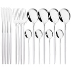 16pcs Pink Gold Dinnerware Tableware Set Mirror Stainless Steel Cutlery Kitchen Knife Fork Spoon Restaurant Wedding Flatware Set