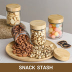 4 pack 16oz Overnight Oats Containers with Bamboo Lids Glass Jars with Airtight Lids for Meal Prep Wide Mouth Mason Salad Jars