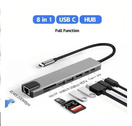 Usb 8In1 7in2 7in1 3in1 11in 1 Type C  To 4k HdTV Hub Adapter Sd Tf Rj45 Card Reader Pd Fast Charge For Macbook laptop Computer