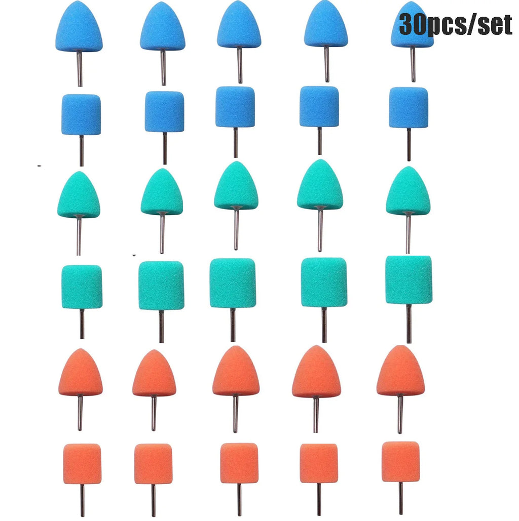 NuoDunco 6pcs /30pcs Set Mini Polishing Sponge Car Contour Detailing Polishing Pad for Dremel Rotary Metal Surface Cleaning Tool