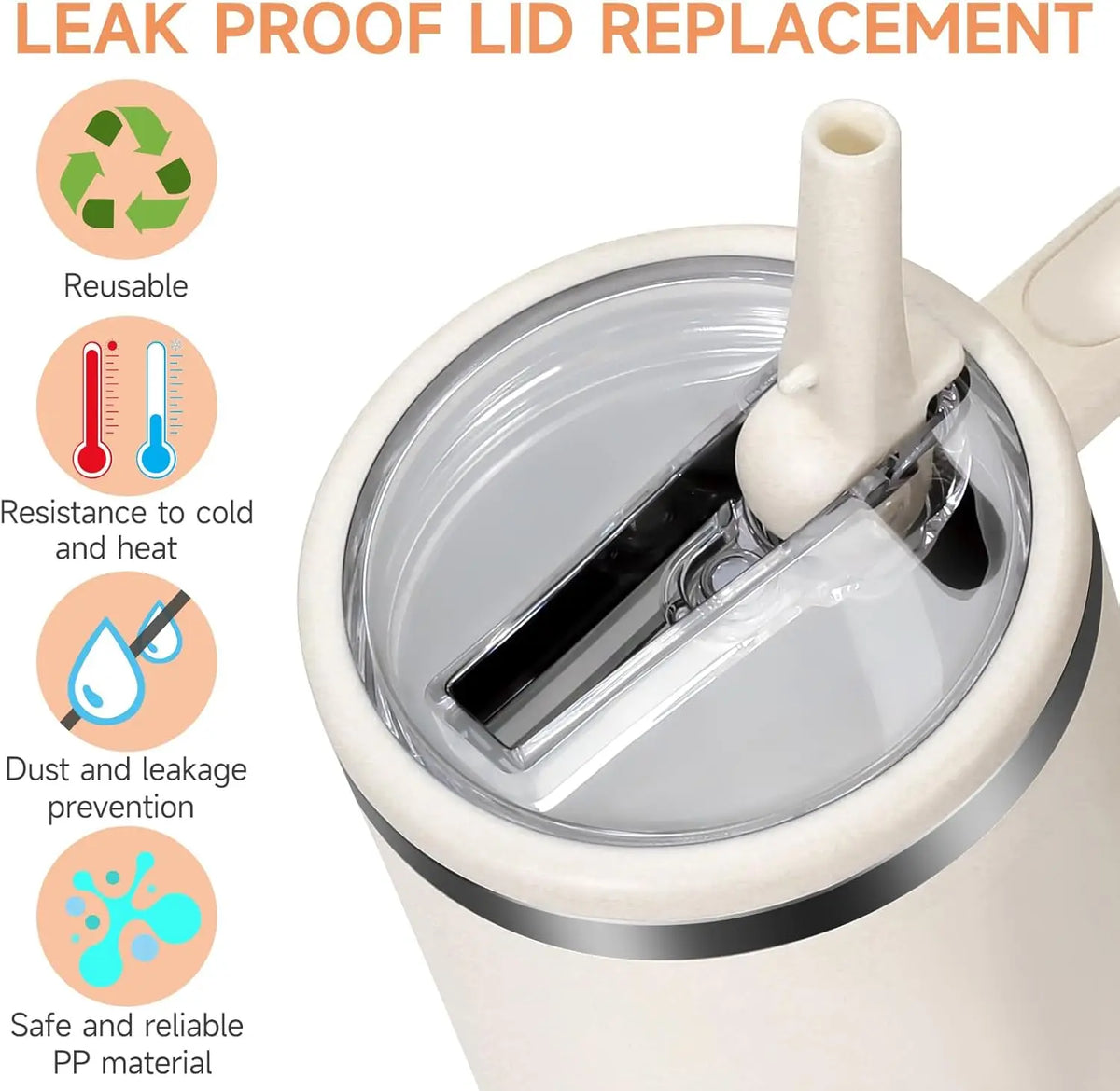 40oz Flip Straw Leak Proof Lid for Stanley H2.0 Tumbler Lid Replacement for Stanley Cup Accessories Straw Cover