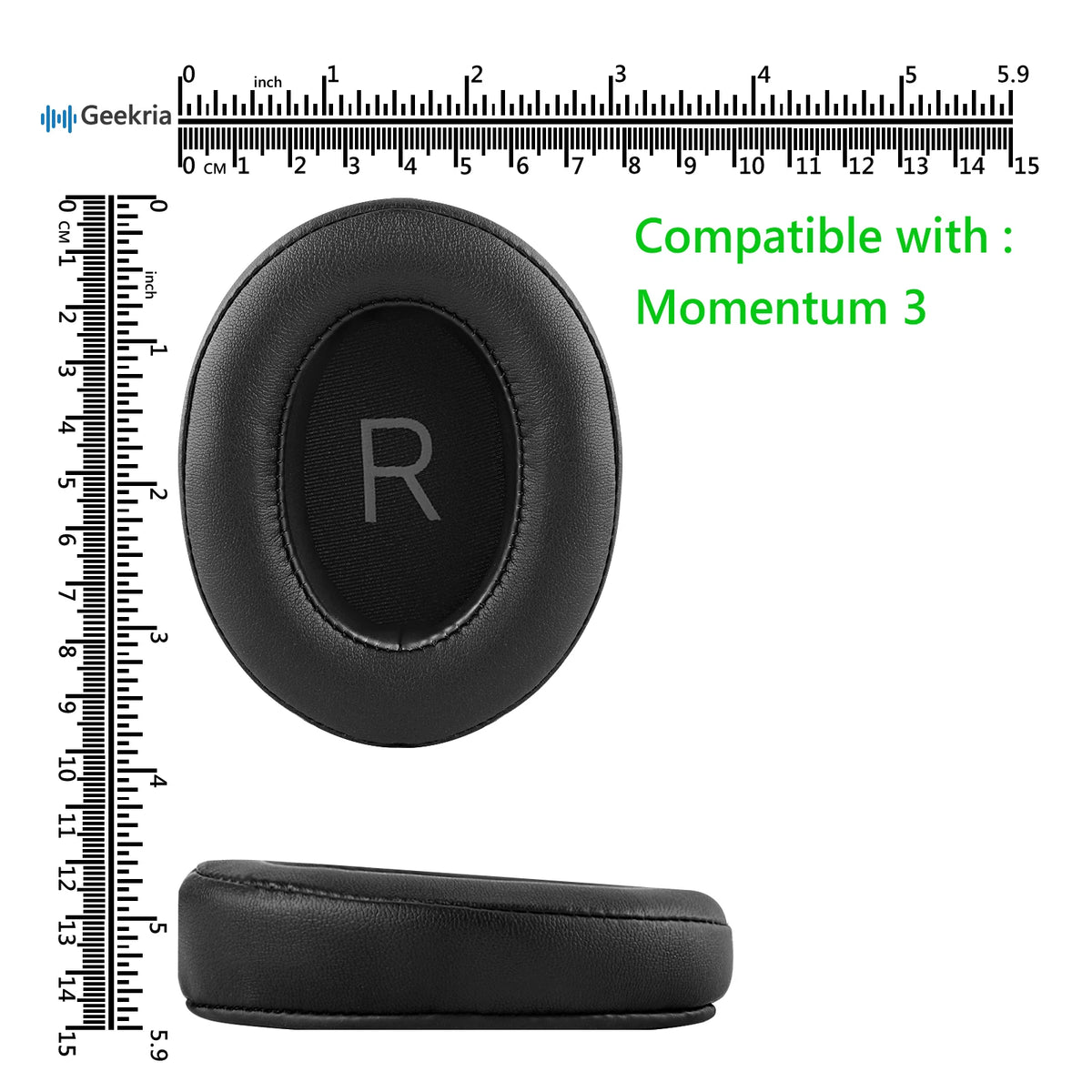 Geekria QuickFit Replacement Ear Pads for Sennheiser Momentum 3 Wireless Momentum 3.0 Wireless Headphones Ear Cushions