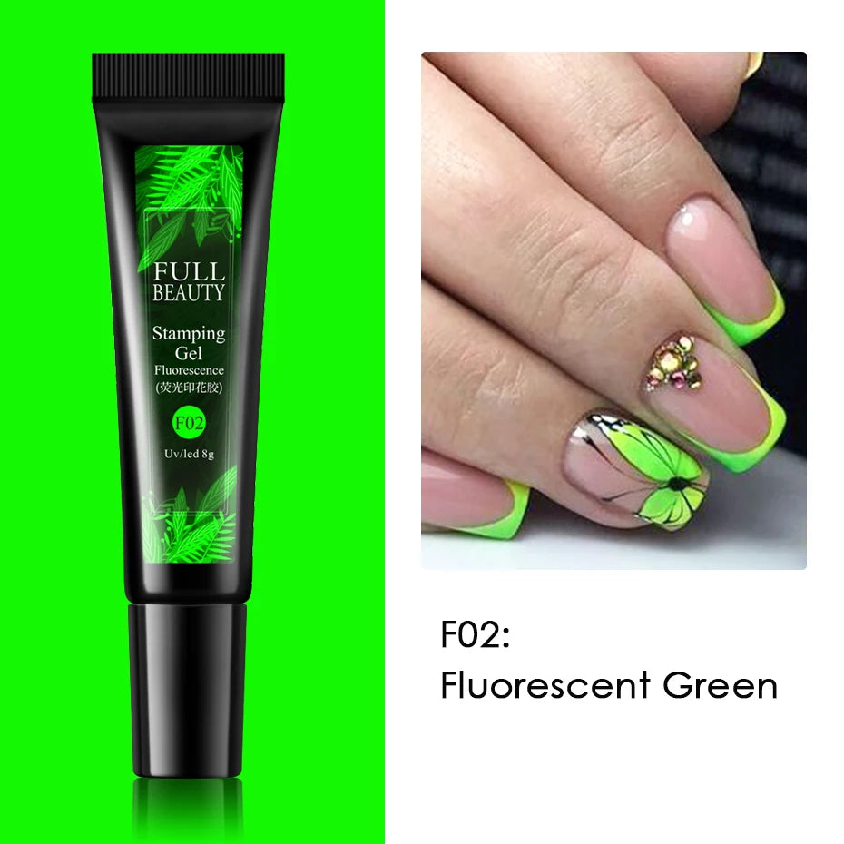 5/6pcs Fluorescent Stamping Plates Gel Nail Polish Manicure Set Hybrid Lacquer Gel For Nails Art Template Printing Accessories