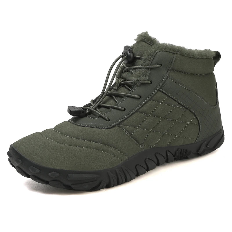 Men's Women's Winter Barefoot Hiking Boots, Slip On Warm Zero Drop Snow Boot, Wide Toe Box Ankle Booties, Minimalist Waterproof