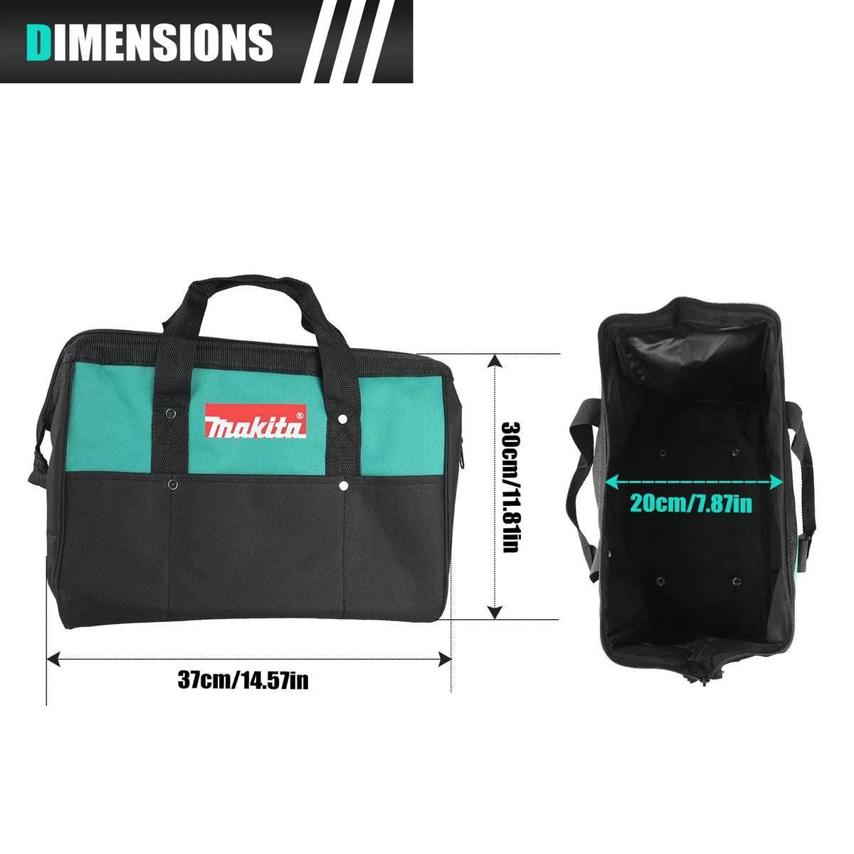 Makita Tool Bag 14.57in Double Layer Oxford Cloth Waterproof Electrician Storage, 1pc