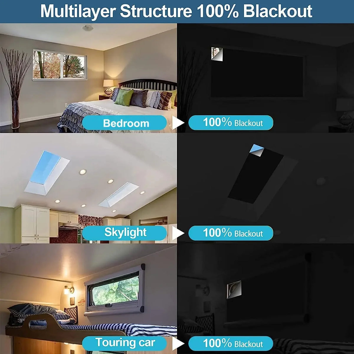 100% Blackout Window Cover Darkest Light Block Black Privacy Film Anti Look House Home Tint Glass Cloth Portable Curtain Bedroom