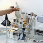Acrylic Desktop Cosmetic Organizer Slanted Storage Basket, Transparent, 1pc