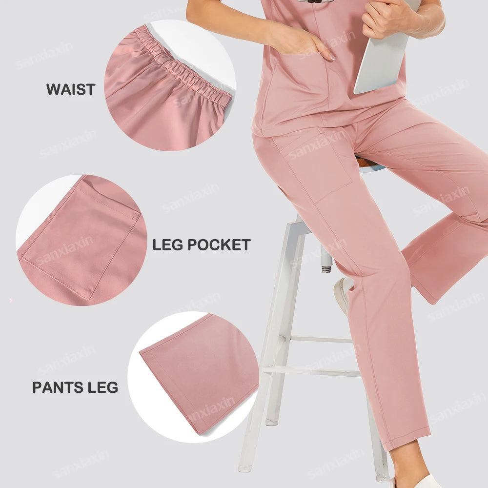 Niaahinn brand Set Women's Medical Uniforms Surgical Pajamas Nurse Uniforms Scrub Set Hospital Work Clothes Dental Surgery Suits
